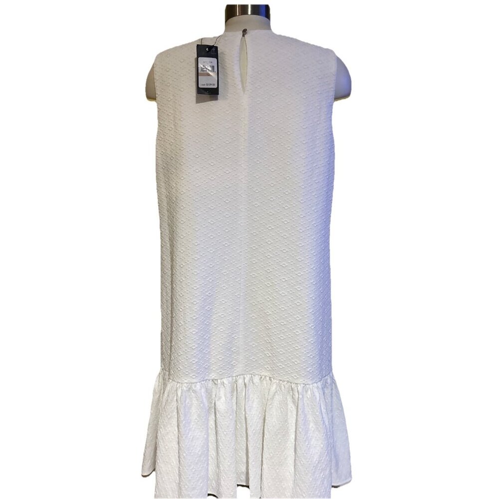 Tommy Hilfiger White Ruffle Fit Flair Sleeveless Shift Dress Biz Classic Prep - Picture 7 of 12